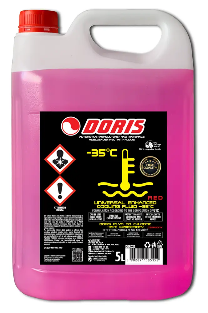 czerwony płyn do chłodnic -35 st g12+ doris producent