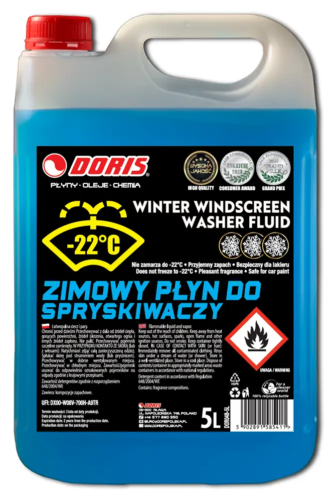zimowy płyn do spryskiwaczy na etanolu -22 st doris producent