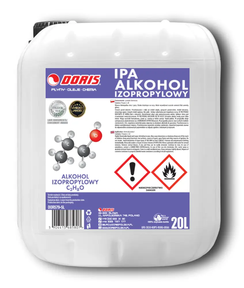ipa alkohol izopropylowy doris 20l