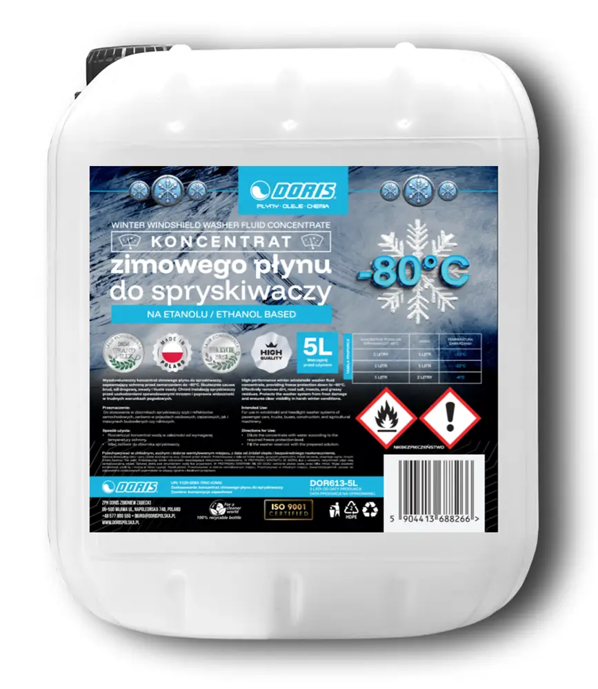 koncentrat zimowy płyn do spryskiwaczy -80 stopni doris 5l kwr