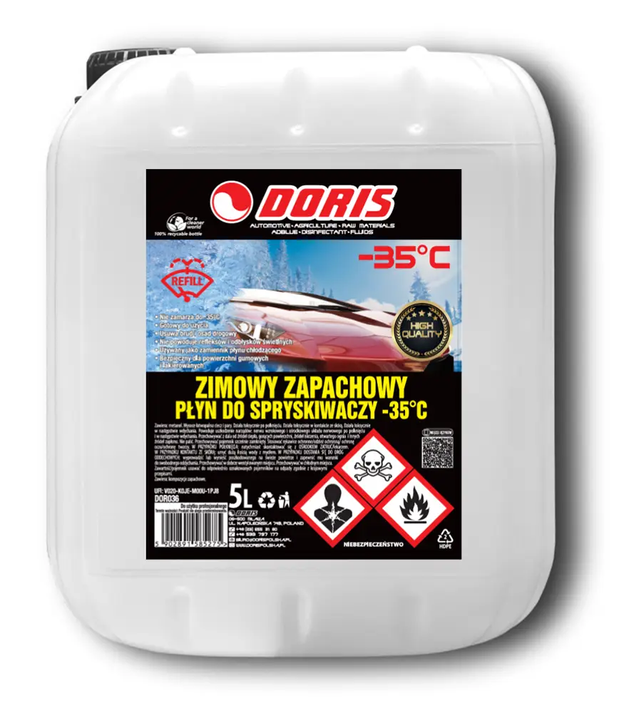 zimowy płyn do spryskiwaczy -35 stopni doris 5l kwr
